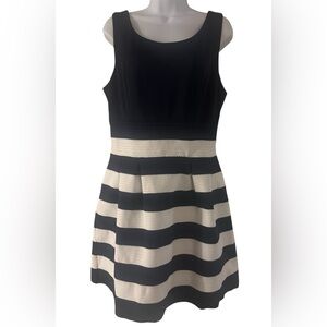 New York & Company Navy and White Striped Fit and Flare Dress